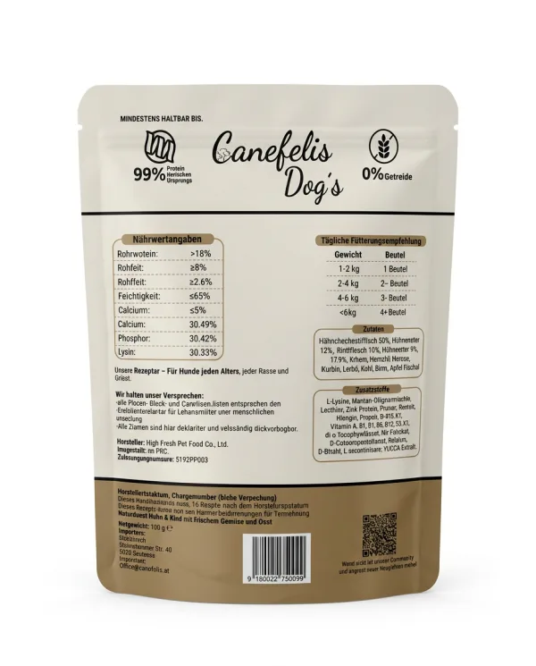 Huhn und Rind mit Gemüse – Canefelis Nassfutter für Hunde – Bild 2