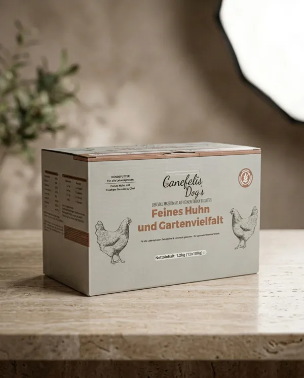 Huhn mit Gemüse und Obst im Abo: Nahaufnahme der Futtertextur