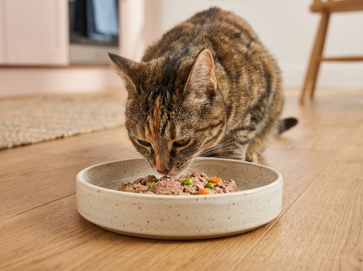 Flacher, breiter Katzennapf schont die Schnurrhaare